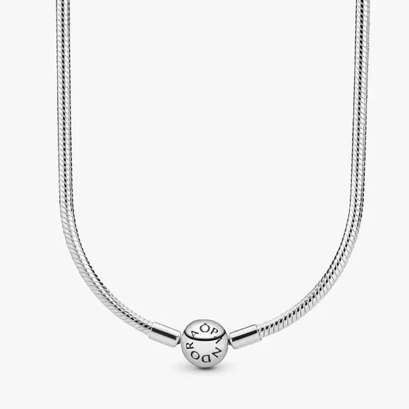 Pandora Moments Snake Silver Chain Necklace Class 45cm Chain Necklace Round - Picture 1 of 6